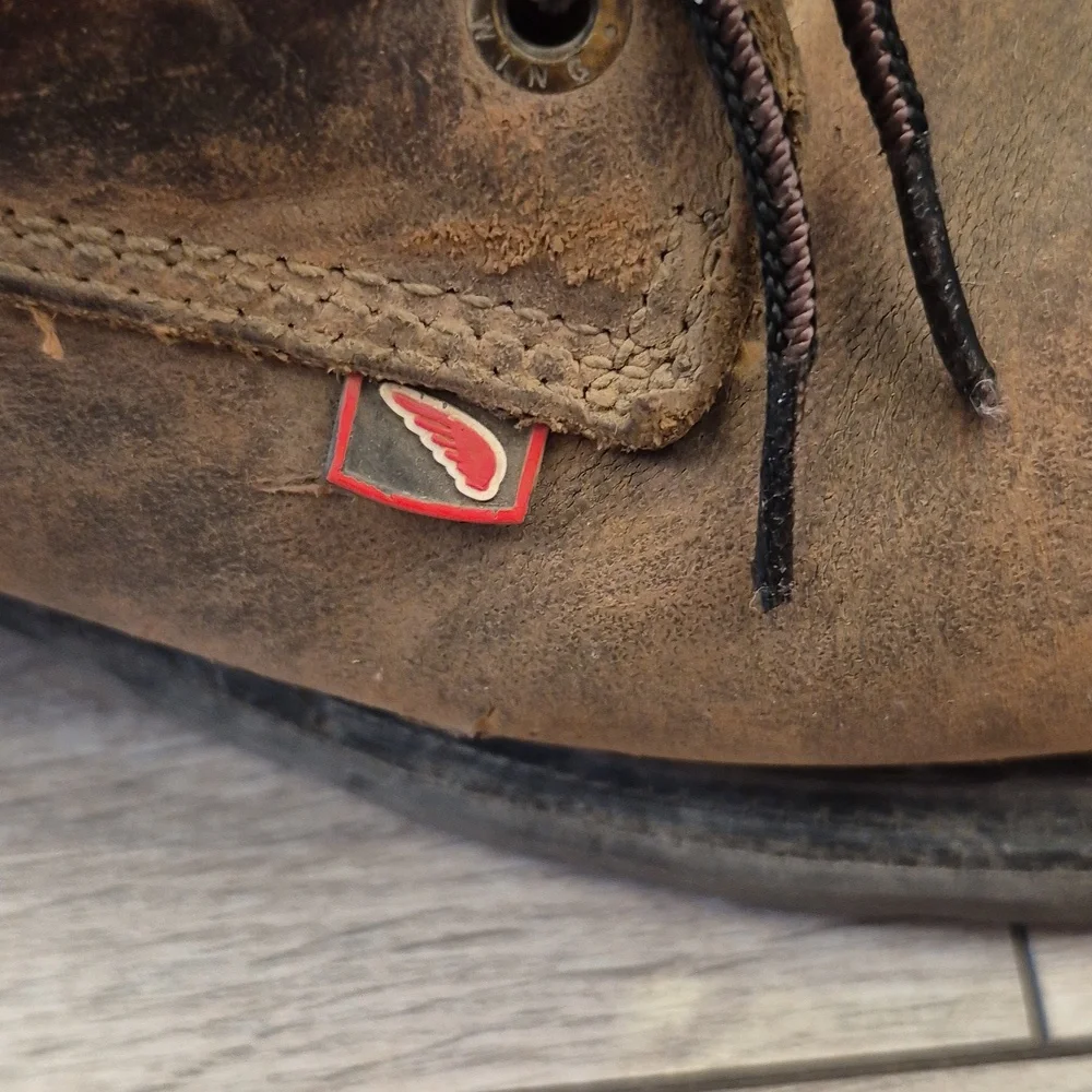 RED WING SHOES #4200 Brown Black Leather Sz 9.5 EE Mens Work Steel‎ Toe Boots